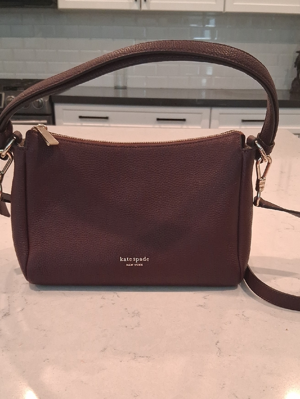 Kate Spade Burgundy Pebbled Leather Shoulder Bag